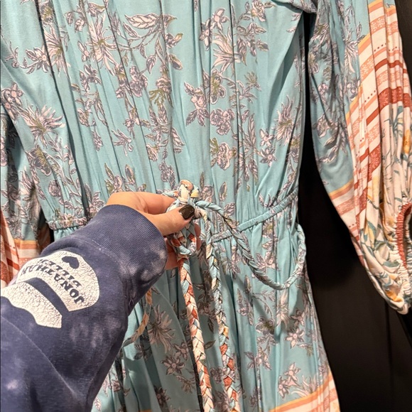 Fate Teal and Coral Long Sleeve Dress - Picture 3 of 4